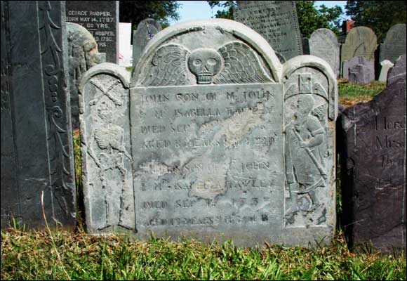 Headstone for John Tawley (1736) and Thomas Tawley (1737).