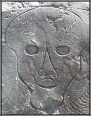 Death's Head on Headstone for Mrs. Eleanor Martin.