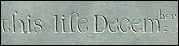 Detail: Elisabeth Courtis (1771) headstone.