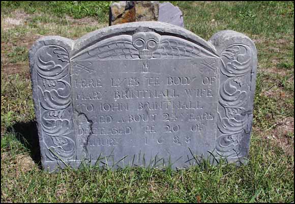 Mary Brintnall (1688) headstone.