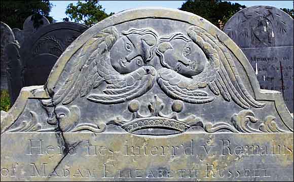 Tympanum of Madam Elizabeth Russell Headstone.