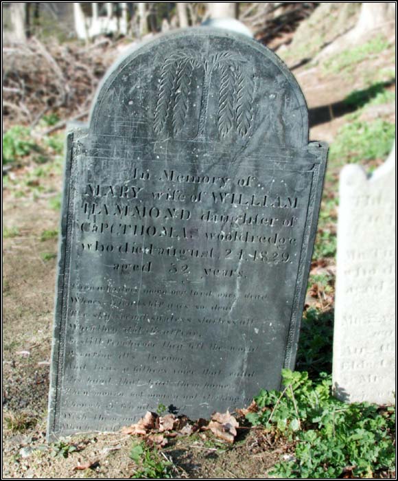 Gravestone of Mary Hammond (1829).