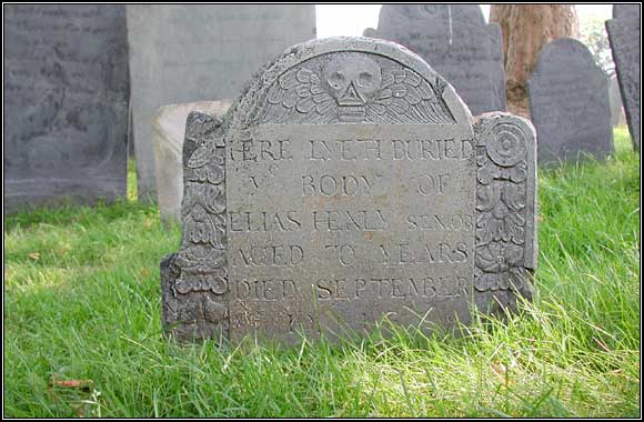 Headstone of Elias Henly senior (1699).