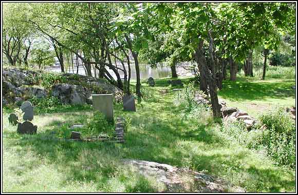 Path to Redd's Pond, by stonewall at graveyard's edge.