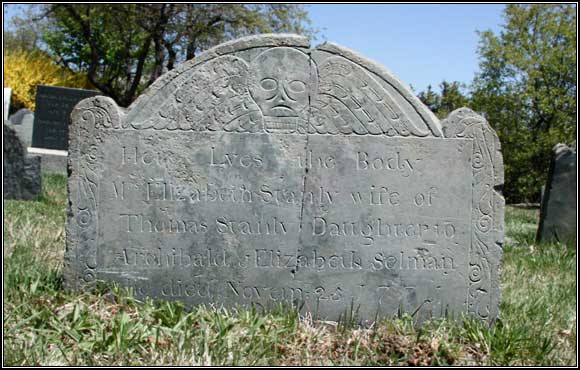 Headstone for Mrs. Elizabeth Stanly (1771).