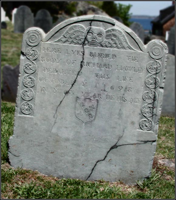 Headstone for Richard Hawley (1698).