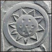 Detail from headstone for Mr. Thaddeus Ridden (1690/1691).