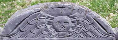 Winged Death's Head on Headstone of Samuel Meritt.