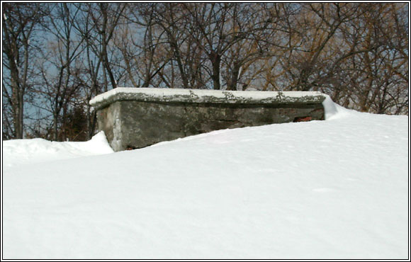 Old Burial Hill viewed from Redd's Pond in Winter.