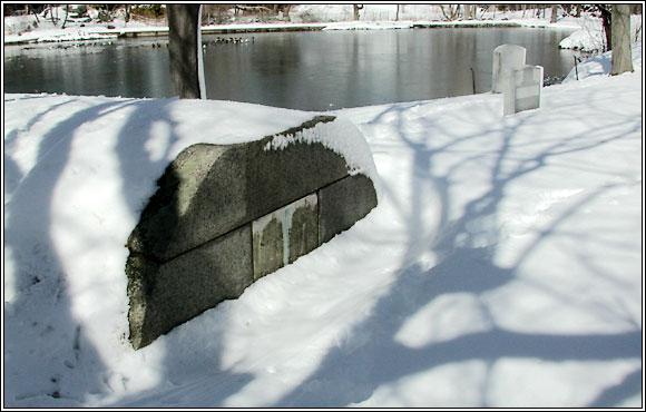 Old Burial Hill viewed from Redd's Pond in Winter.