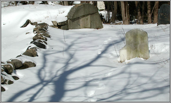 Old Burial Hill viewed from Redd's Pond in Winter.